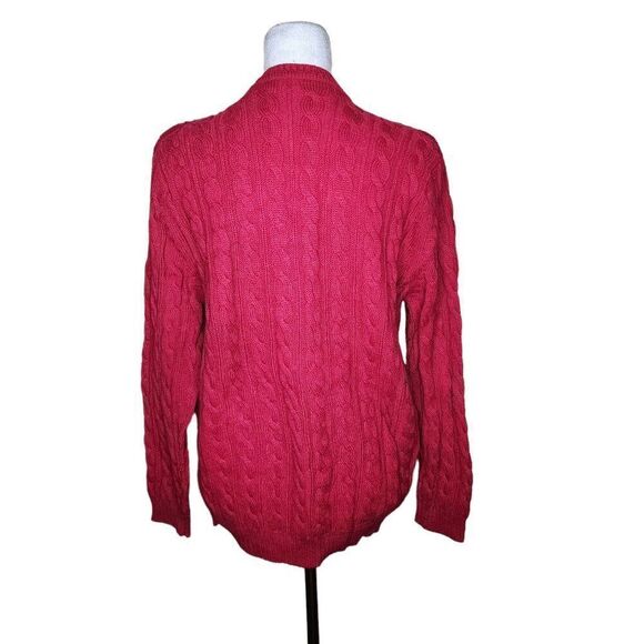 Vintage 60s Barbara Lee Wool Cable Knit Cardigan Sweater Womens Size M Red - Picture 5 of 8